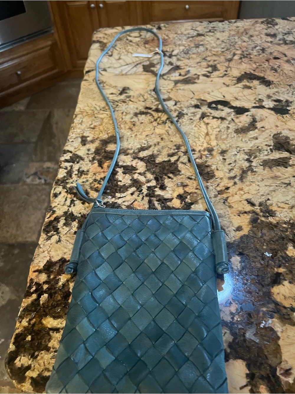 latico Teal Woven Leather Crossbody